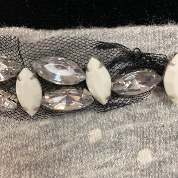 JCP oversized gray with white polka dots sweatshirt w/rhinestones - Size Large - Picture 8 of 12